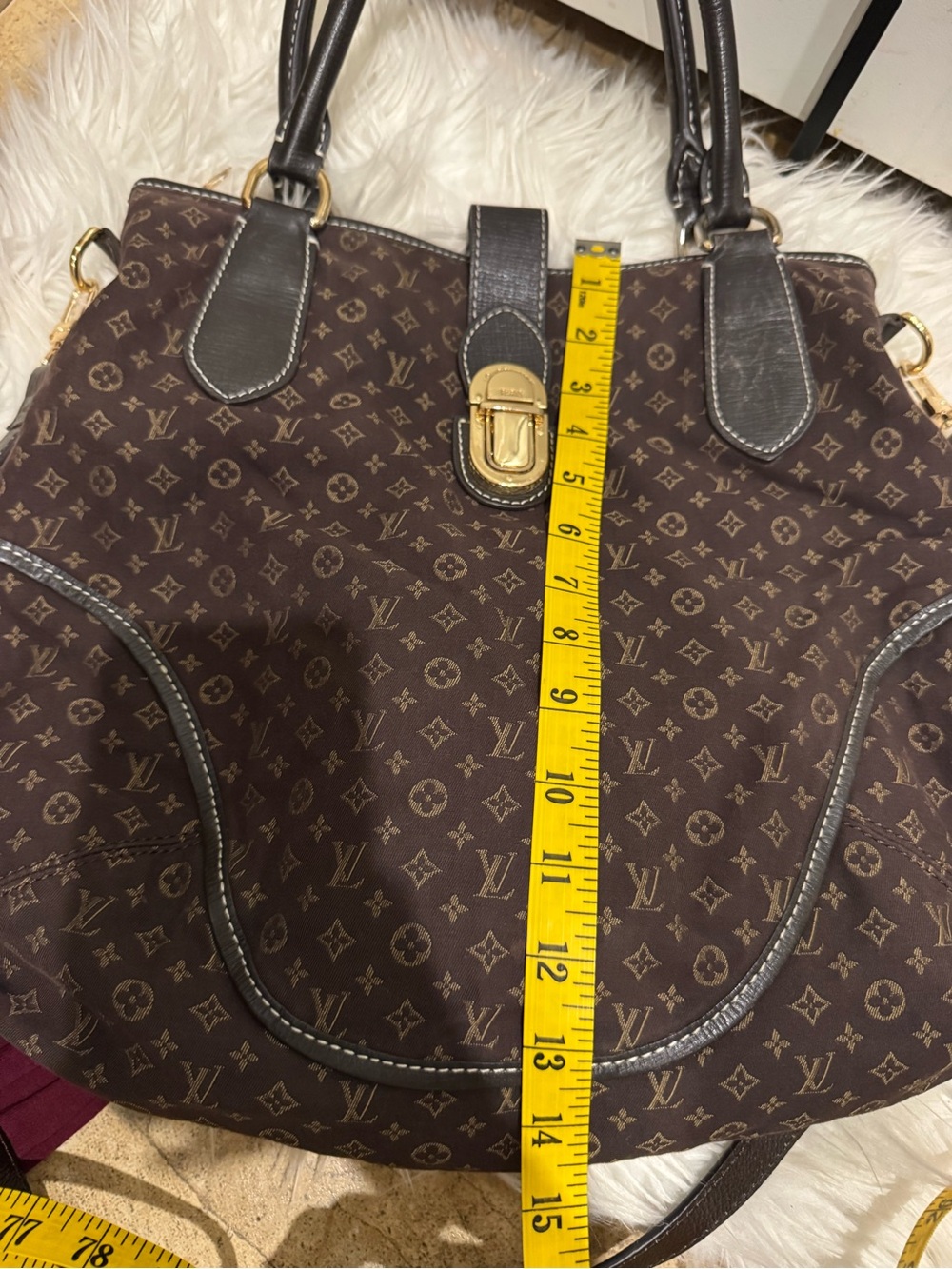 Louis Vuitton Dark Brown Monogram Canvas Shoulder Bag with Gold Hardware - Picture 7 of 11